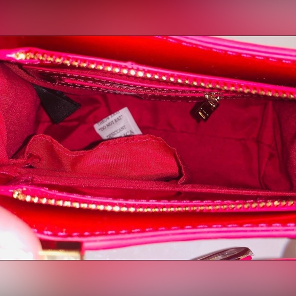 Bebe Irridescent Dark Pink Monogram Purse W/ Matching Wallet & Crossbody Strap - Picture 8 of 14